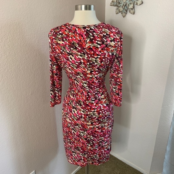 Laundry By Design Faux Wrap Colorful Print Dress - Picture 2 of 11